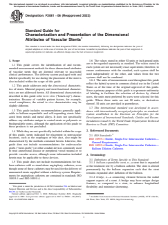 ASTM F2081-06(2022) ASTM F2081-06(2022) - Standard Guide for Characterization and Presentation of the Dimensional Attributes of Vascular Stents - Page 1 preview