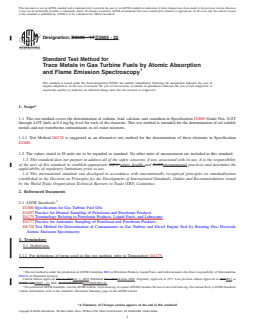 ASTM D3605-22 REDLINE ASTM D3605-22 - Standard Test Method for Trace Metals in Gas Turbine Fuels by Atomic Absorption and Flame Emission Spectroscopy - Page 1 preview