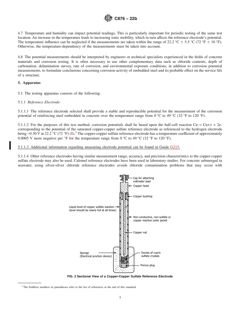 REDLINE ASTM C876-22b - Standard Test Method for Corrosion Potentials of Uncoated Reinforcing Steel in Concrete