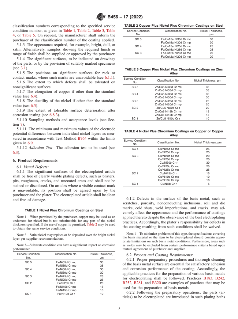 ASTM B456-17(2022) - Standard Specification for  Electrodeposited Coatings of Copper Plus Nickel Plus<brk/> Chromium   and Nickel Plus Chromium