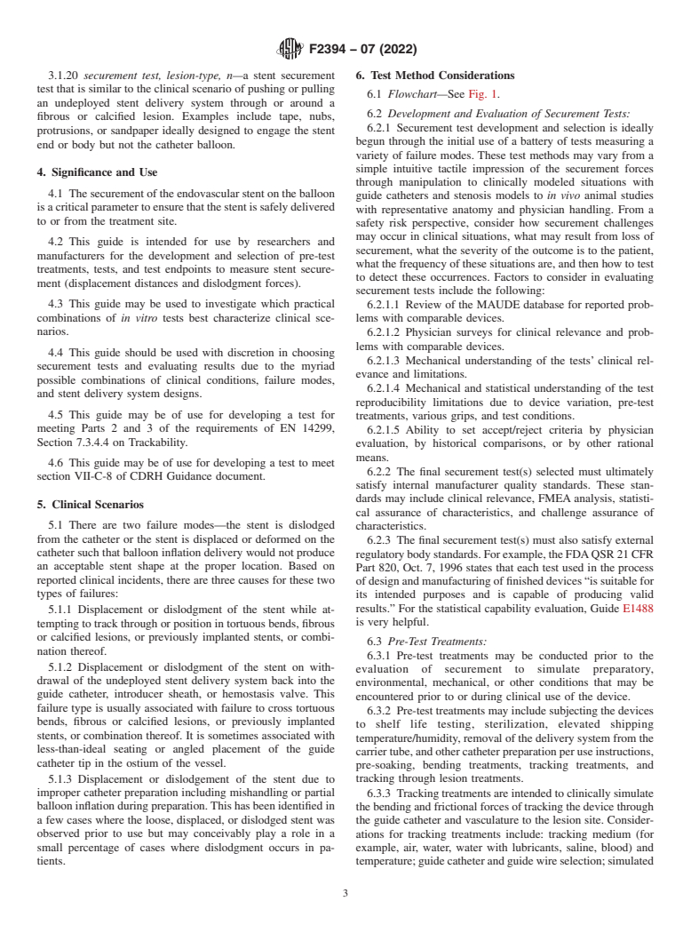 ASTM F2394-07(2022) - Standard Guide for  Measuring Securement of Balloon-Expandable Vascular Stent Mounted  on Delivery System