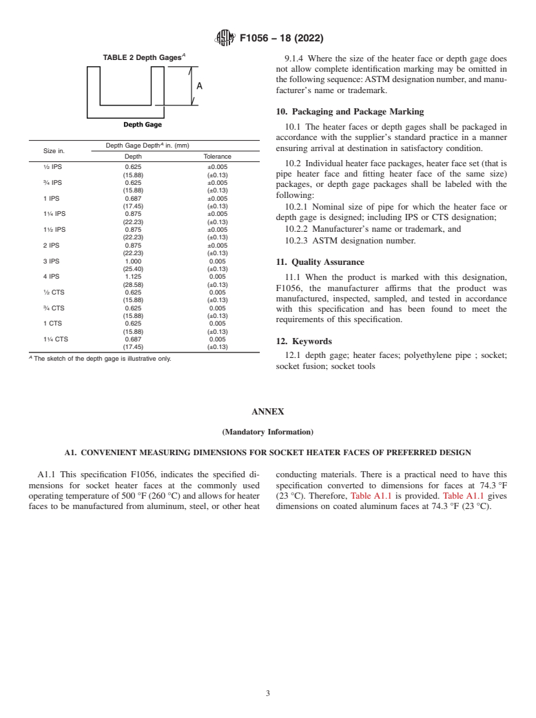 ASTM F1056-18(2022) - Standard Specification for  Socket Fusion Tools for Use in Socket Fusion Joining Polyethylene   Pipe or Tubing and Fittings