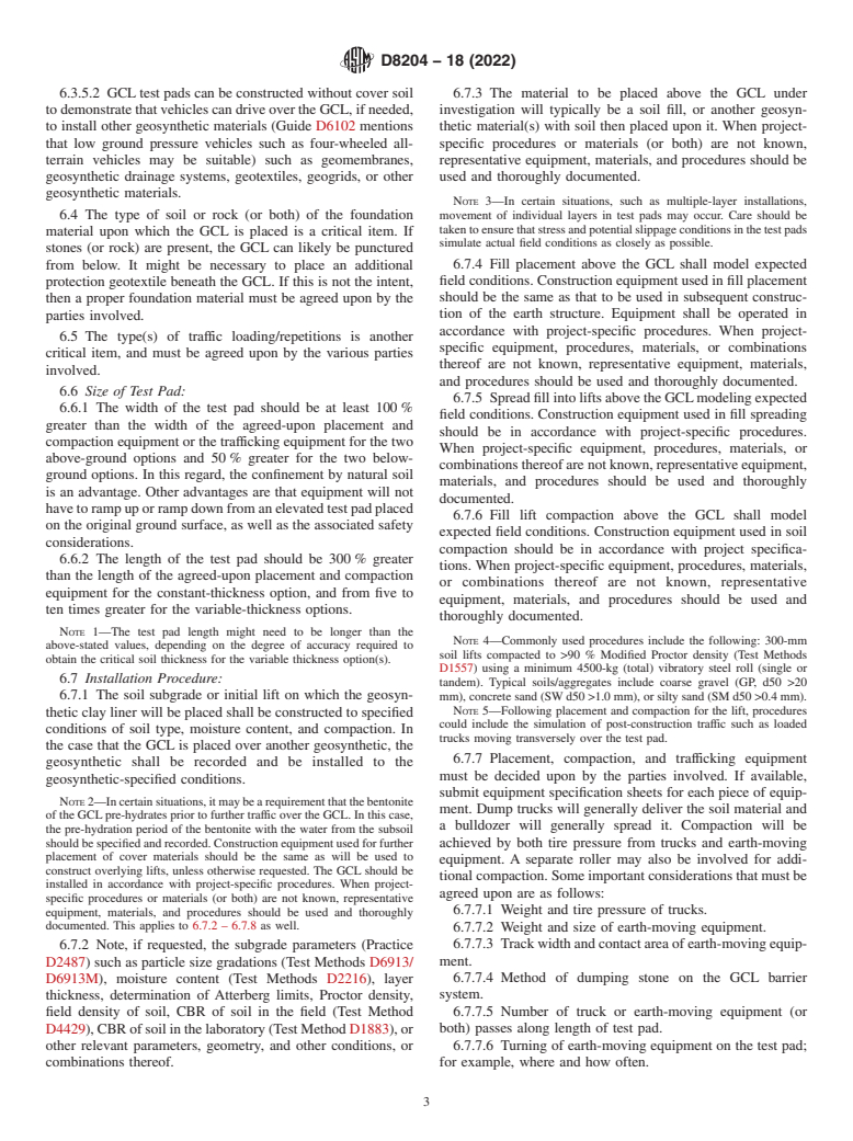 ASTM D8204-18(2022) - Standard Practice for Burial and Retrieval of Samples in a Test Pad to Evaluate Installation  Effects on Geosynthetic Clay Liners