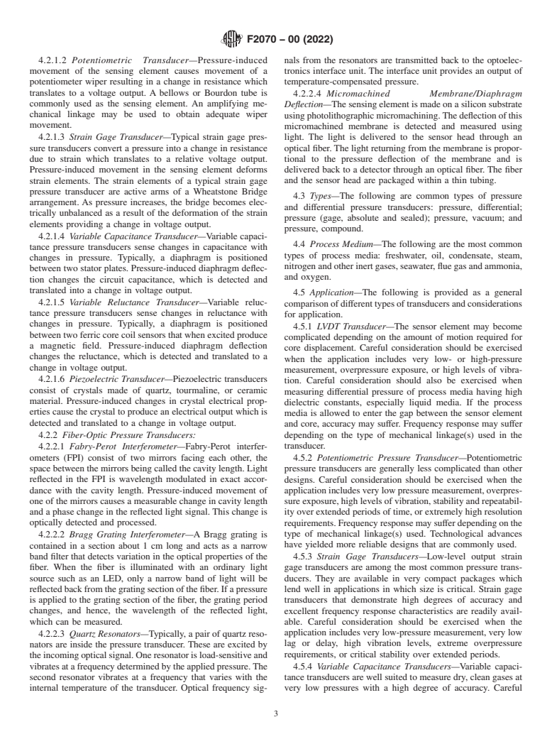 ASTM F2070-00(2022) - Standard Specification for  Transducers, Pressure and Differential, Pressure, Electrical   and Fiber-Optic