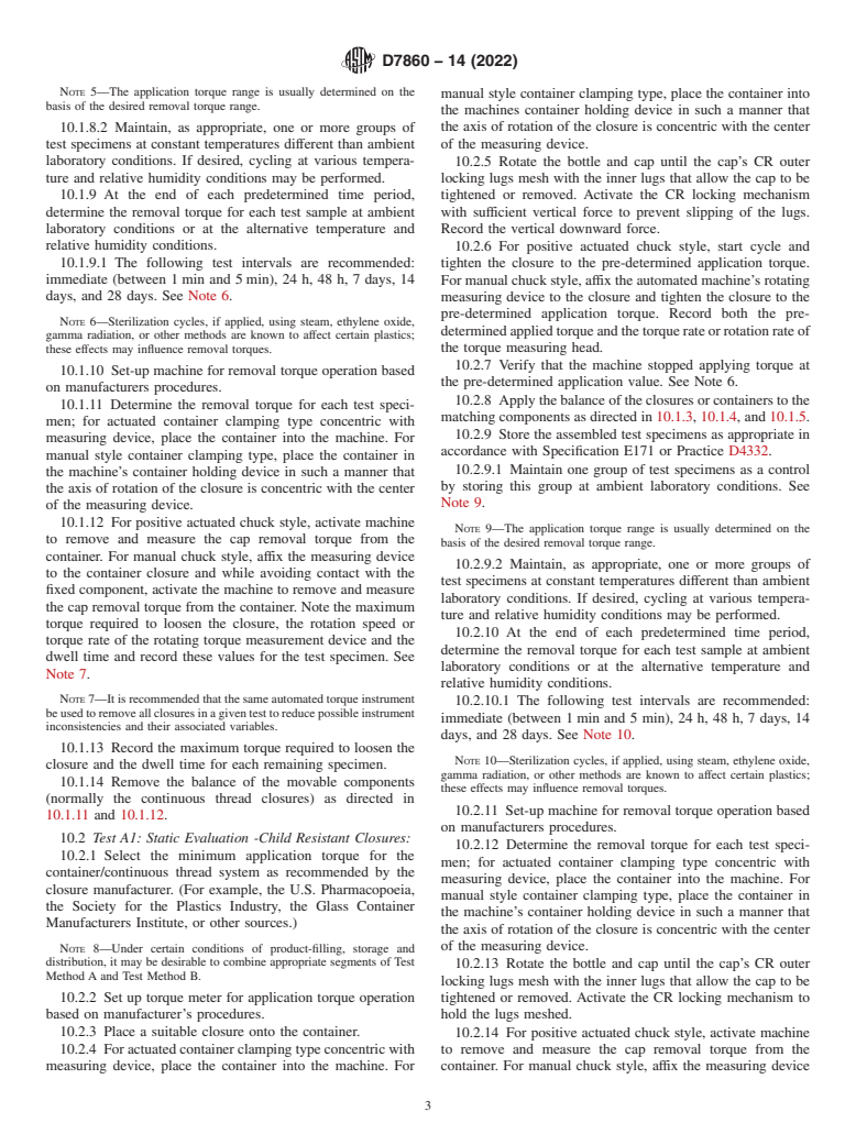 ASTM D7860-14(2022) - Standard Test Methods for Measurement of Torque Retention for Child Resistant and Non-Child  Resistant Packages with Continuous Thread Closures Using Automated  Torque Testing Equipment