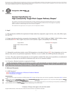 ASTM B5-22 REDLINE ASTM B5-22 - Standard Specification for High Conductivity Tough-Pitch Copper Refinery Shapes - Page 1 preview