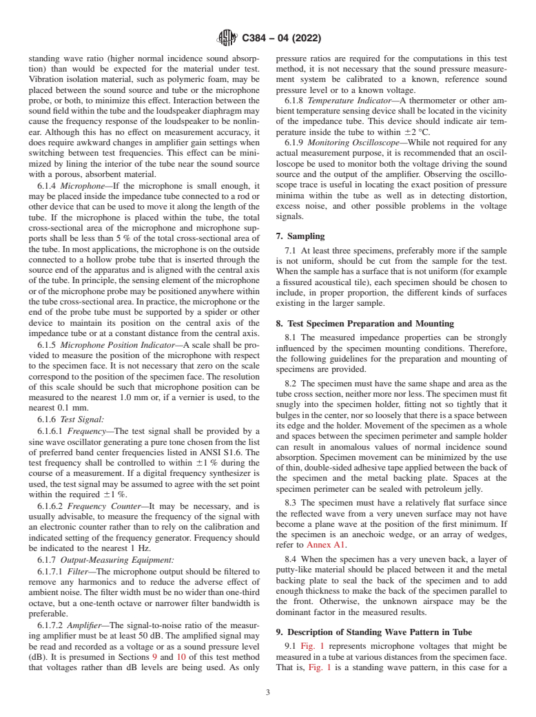 ASTM C384-04(2022) - Standard Test Method for  Impedance and Absorption of Acoustical Materials by Impedance  Tube Method