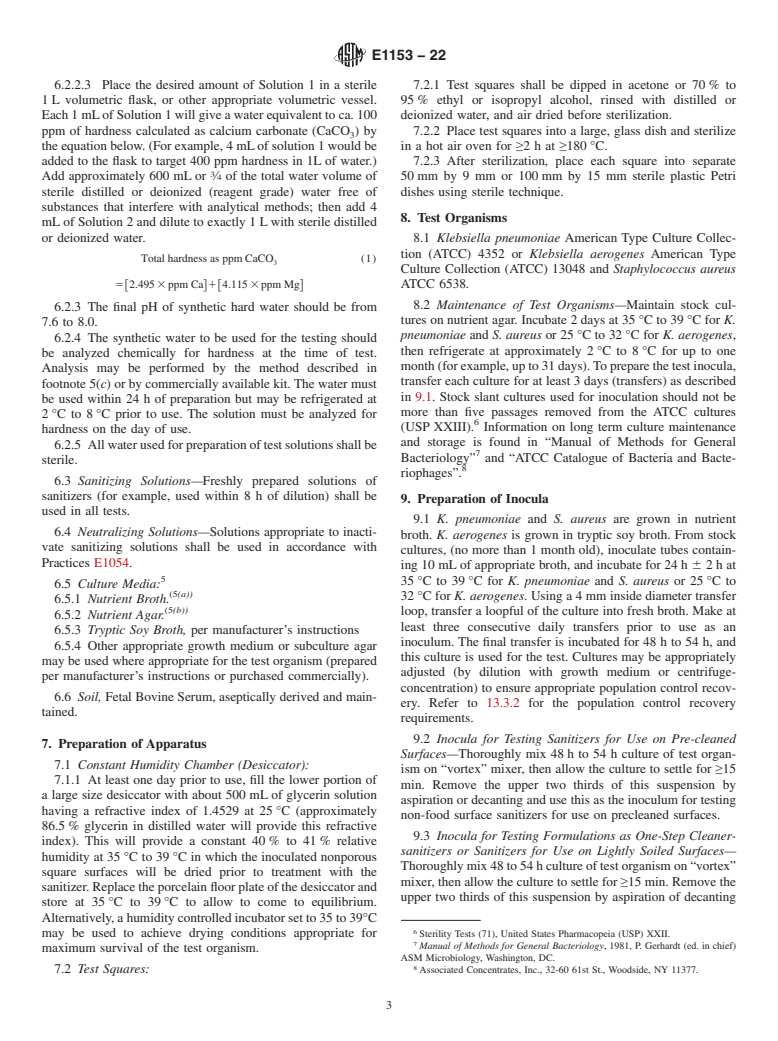 ASTM E1153-22 - Standard Test Method for  Efficacy of Sanitizers Recommended for Inanimate, Hard, Nonporous  Non-Food Contact Surfaces