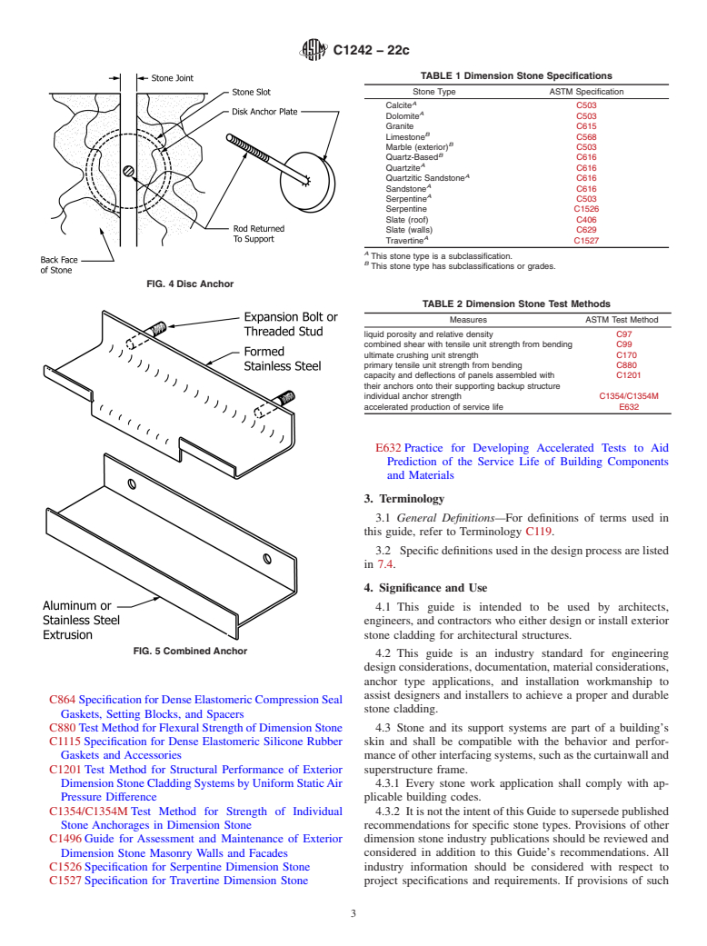 ASTM C1242-22c - Standard Guide for  Selection, Design, and Installation of Dimension Stone Attachment  Systems