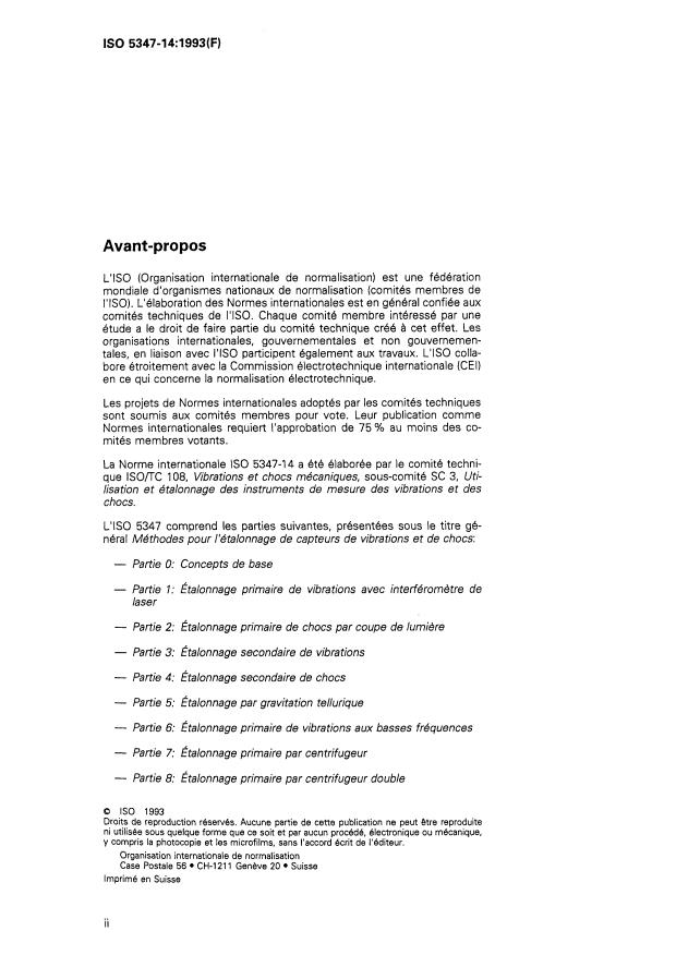 ISO 5347-14:1993 ISO 5347-14:1993 - Méthodes pour l'étalonnage de capteurs de vibrations et de chocs - Page 2 preview