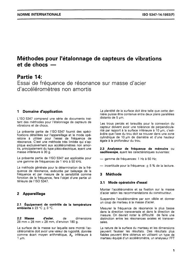 ISO 5347-14:1993 ISO 5347-14:1993 - Méthodes pour l'étalonnage de capteurs de vibrations et de chocs - Page 4 preview