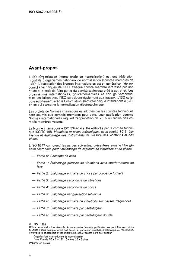 ISO 5347-14:1993 ISO 5347-14:1993 - Méthodes pour l'étalonnage de capteurs de vibrations et de chocs - Page 2 preview