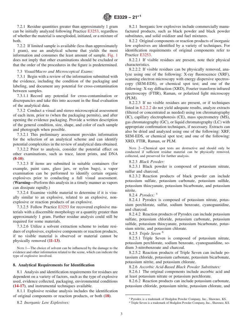 ASTM E3329-21e1 - Standard Practice for Establishing an Examination Scheme for Explosive Residues