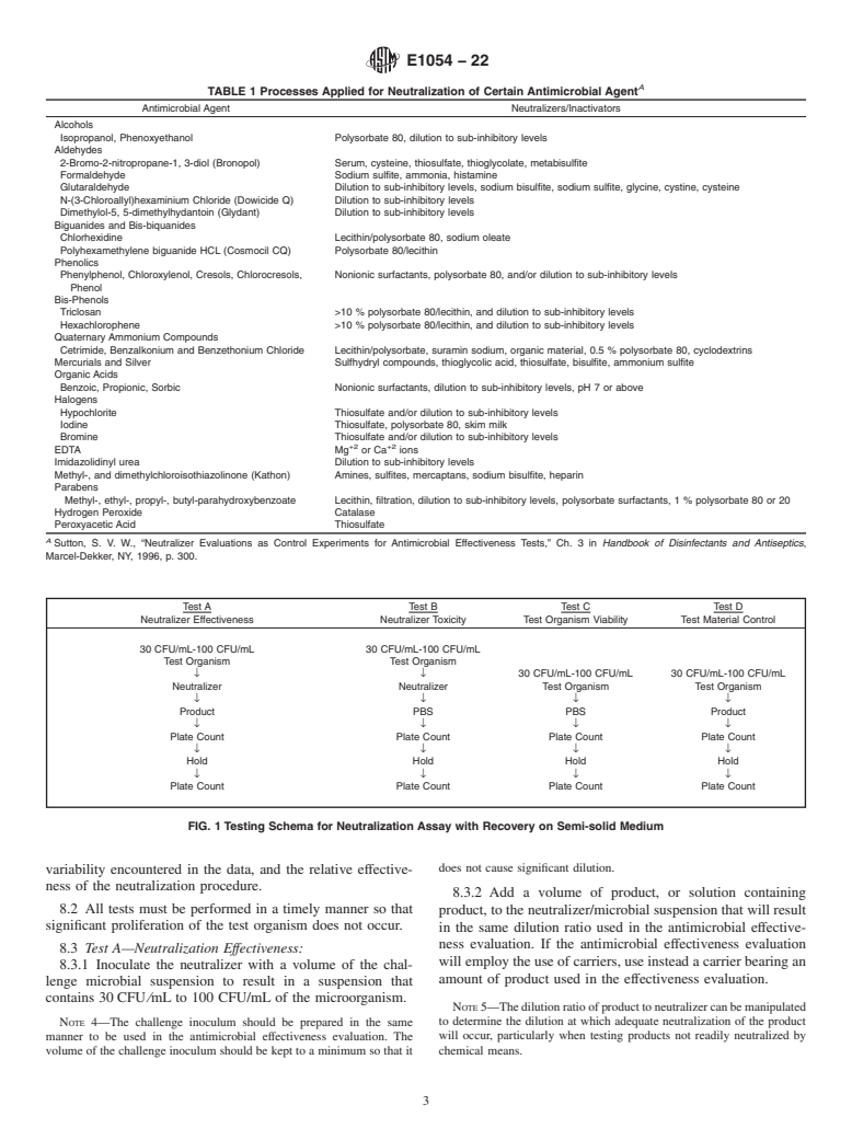 ASTM E1054-22 - Standard Practices for  Evaluation of Inactivators of Antimicrobial Agents