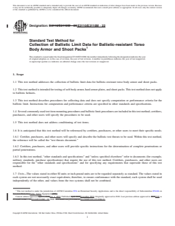 REDLINE ASTM E3110/E3110M-22 - Standard Test Method for Collection of Ballistic Limit Data for Ballistic-resistant  Torso Body Armor and Shoot Packs