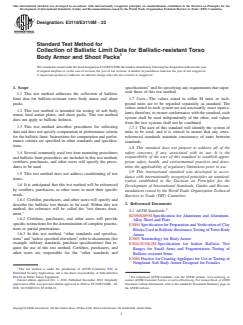 ASTM E3110/E3110M-22 - Standard Test Method for Collection of Ballistic Limit Data for Ballistic-resistant  Torso Body Armor and Shoot Packs