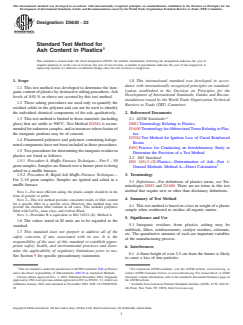 ASTM D5630-22 ASTM D5630-22 - Standard Test Method for Ash Content in Plastics - Page 1 preview