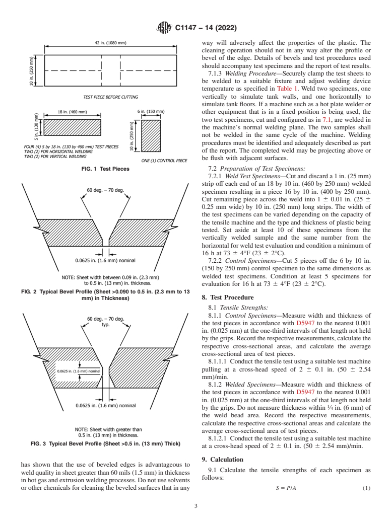 ASTM C1147-14(2022) - Standard Practice for Determining the Short Term Tensile Weld Strength of Chemical-Resistant  Thermoplastics