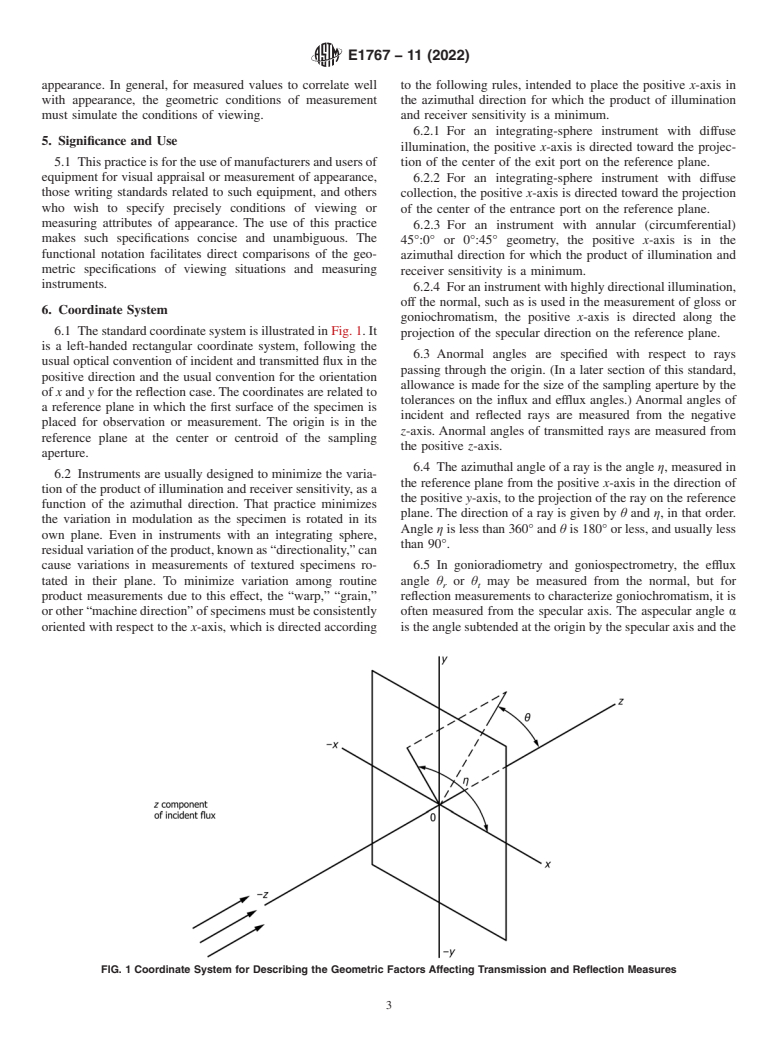 ASTM E1767-11(2022) - Standard Practice for Specifying the Geometries of Observation and Measurement to   Characterize the Appearance of Materials