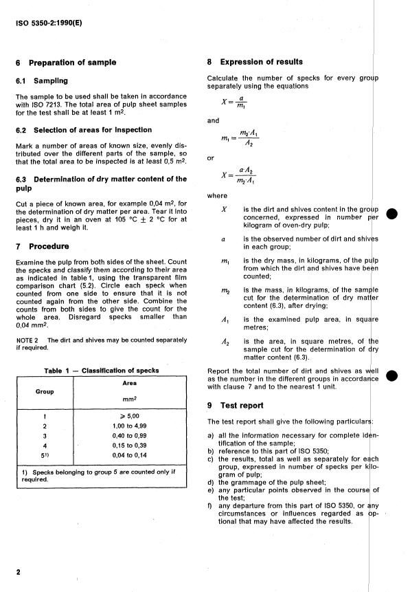 ISO 5350-2:1990 ISO 5350-2:1990 - Pulps -- Estimation of dirt and shives - Page 4 preview