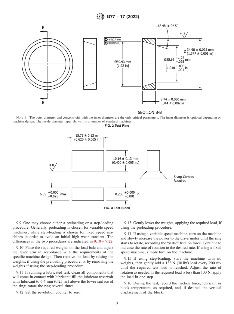 ASTM G77-17(2022) - Standard Test Method for Ranking Resistance of Materials to Sliding Wear Using Block-on-Ring  Wear Test