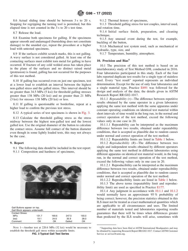 ASTM G98-17(2022) - Standard Test Method for Galling Resistance of Materials