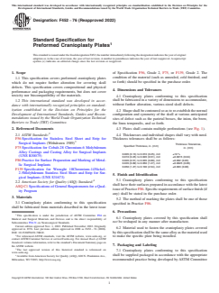 ASTM F452-76(2022) ASTM F452-76(2022) - Standard Specification for Preformed Cranioplasty Plates - Page 1 preview