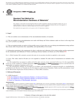 REDLINE ASTM E384-22 - Standard Test Method for Microindentation Hardness of Materials