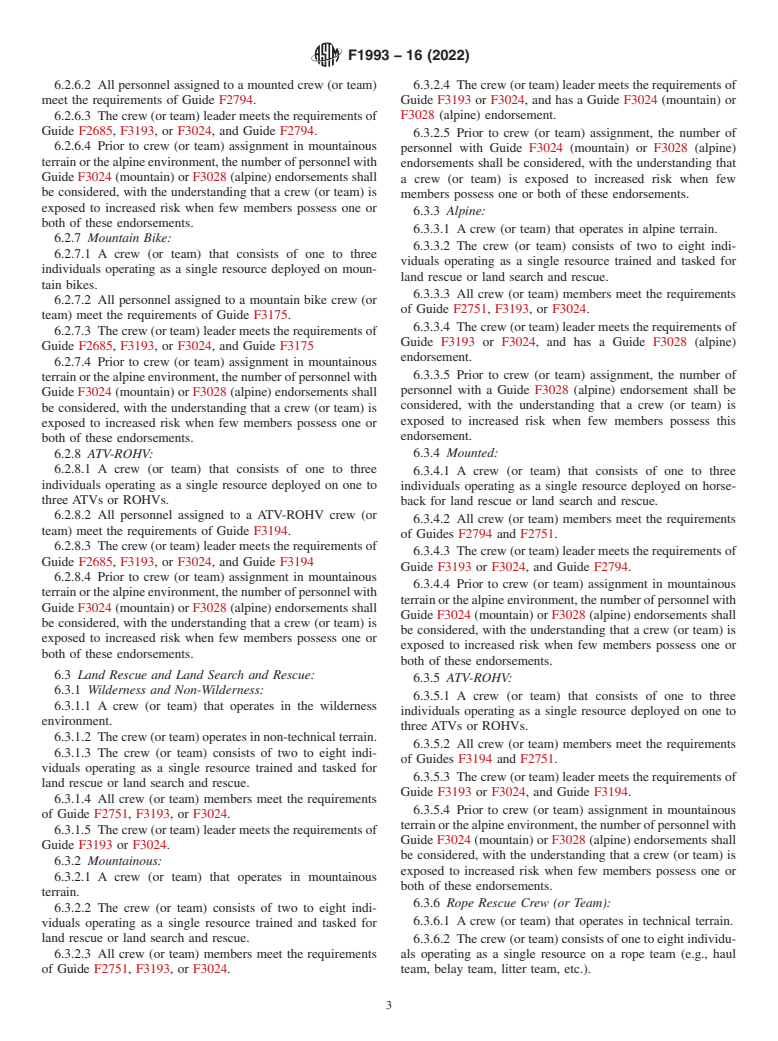 ASTM F1993-16(2022) - Standard Classification System of Human Land Search and Rescue Resources