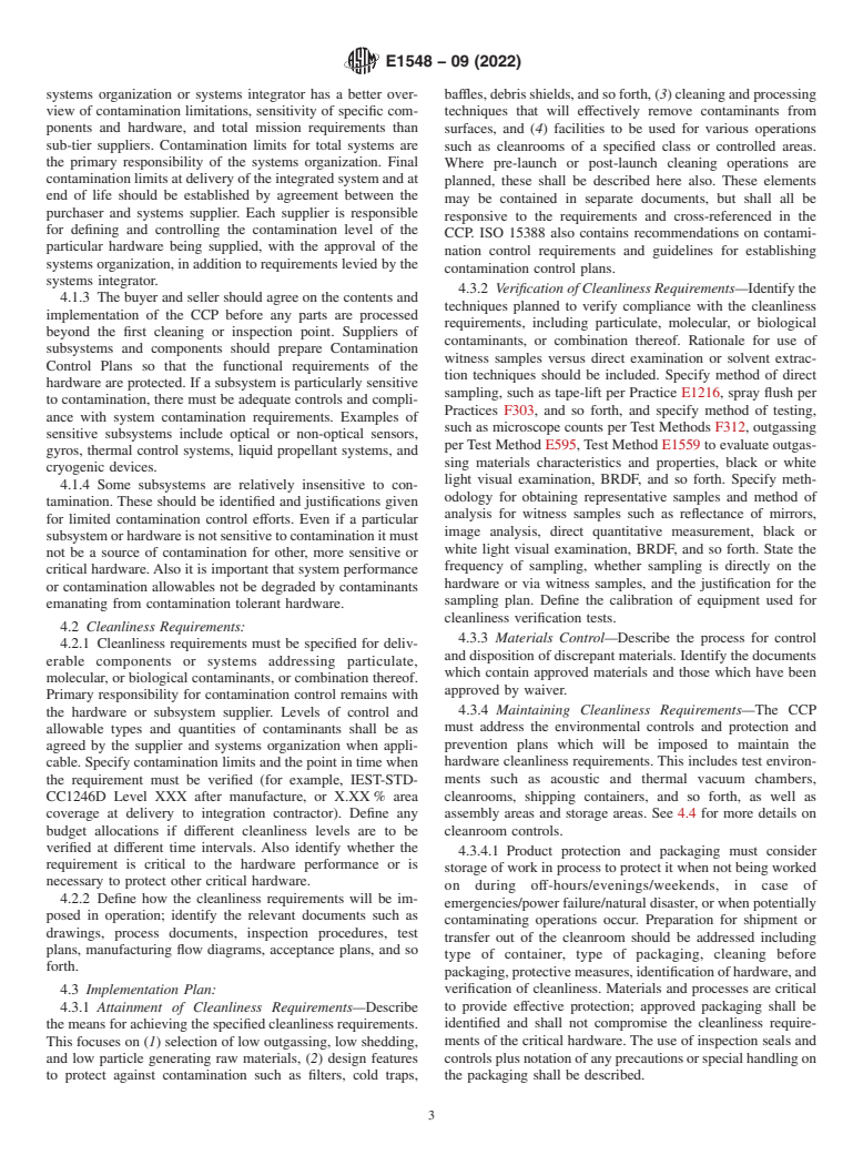 ASTM E1548-09(2022) - Standard Practice for  Preparation of Aerospace Contamination Control Plans