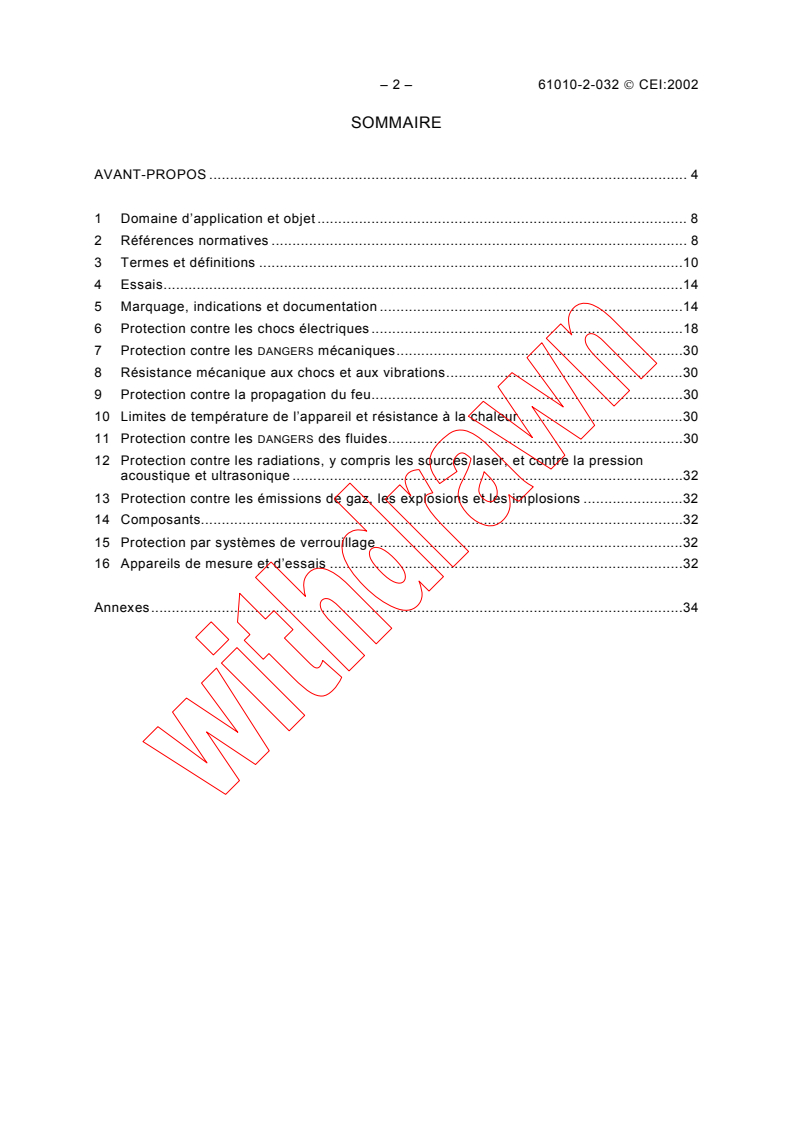 IEC 61010-2-032:2002 IEC 61010-2-032:2002 - Safety requirements for electrical equipment for measurement, control, and laboratory use - Part 2-032: Particular requirements for hand-held and hand-manipulated current sensors for electrical test and measurement
Released:9/30/2002
Isbn:2831866251 - Page 4 preview