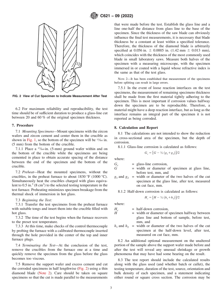 ASTM C621-09(2022) - Standard Test Method for Isothermal Corrosion Resistance of Refractories to Molten Glass