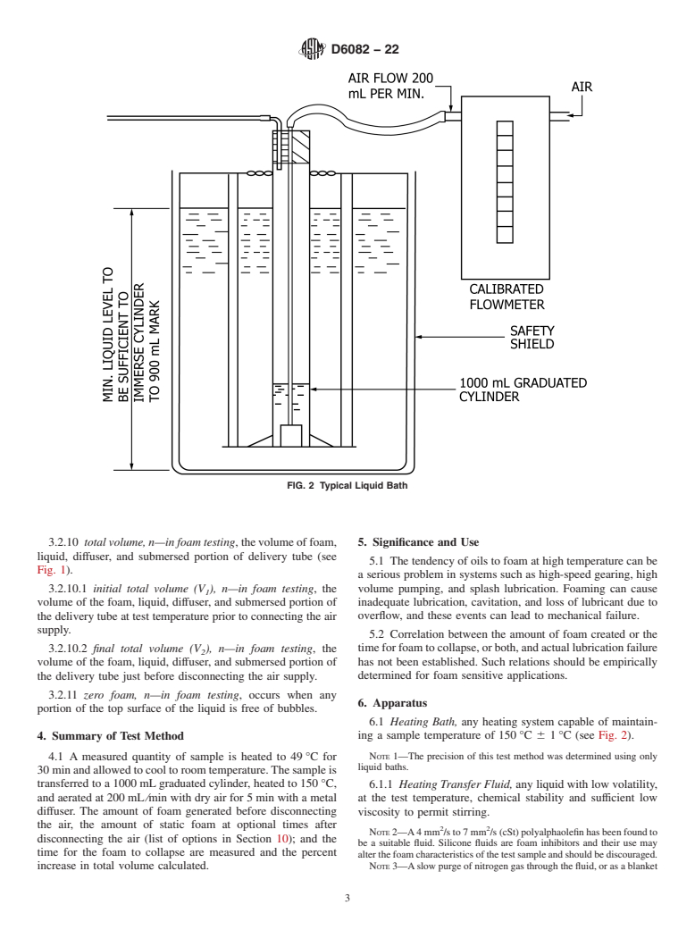 ASTM D6082-22 - Standard Test Method for  High Temperature Foaming Characteristics of Lubricating Oils