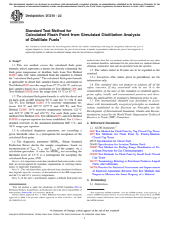 ASTM D7215-22 ASTM D7215-22 - Standard Test Method for Calculated Flash Point from Simulated Distillation Analysis of Distillate Fuels - Page 1 preview