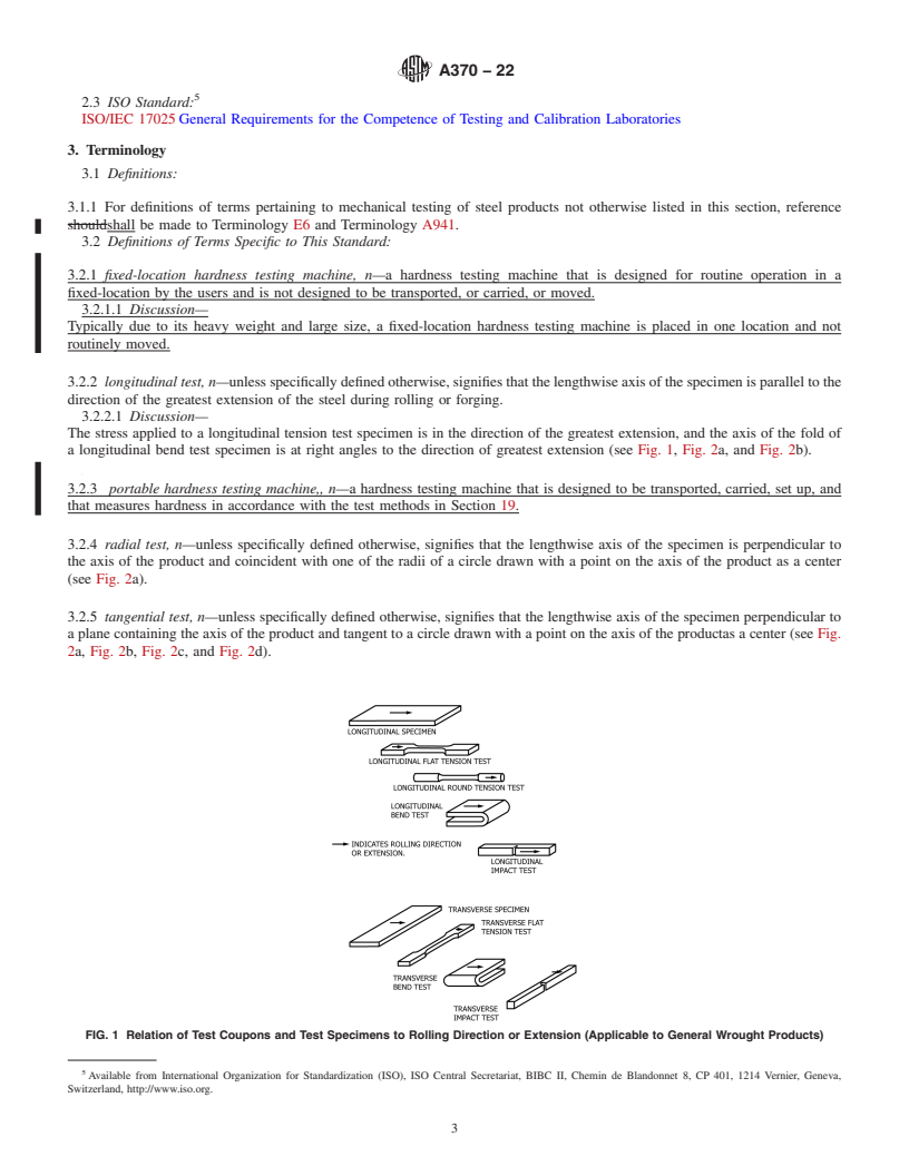 REDLINE ASTM A370-22 - Standard Test Methods and Definitions for Mechanical Testing of Steel Products