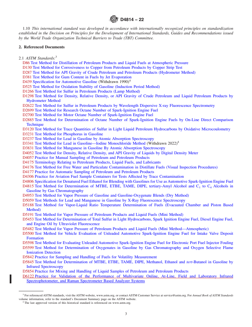 REDLINE ASTM D4814-22 - Standard Specification for Automotive Spark-Ignition Engine Fuel