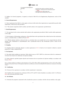 ASTM D5204-22 REDLINE ASTM D5204-22 - Standard Classification System and Basis for Specification for Polyamide-Imide (PAI) Molding and Extrusion Materials - Page 4 preview