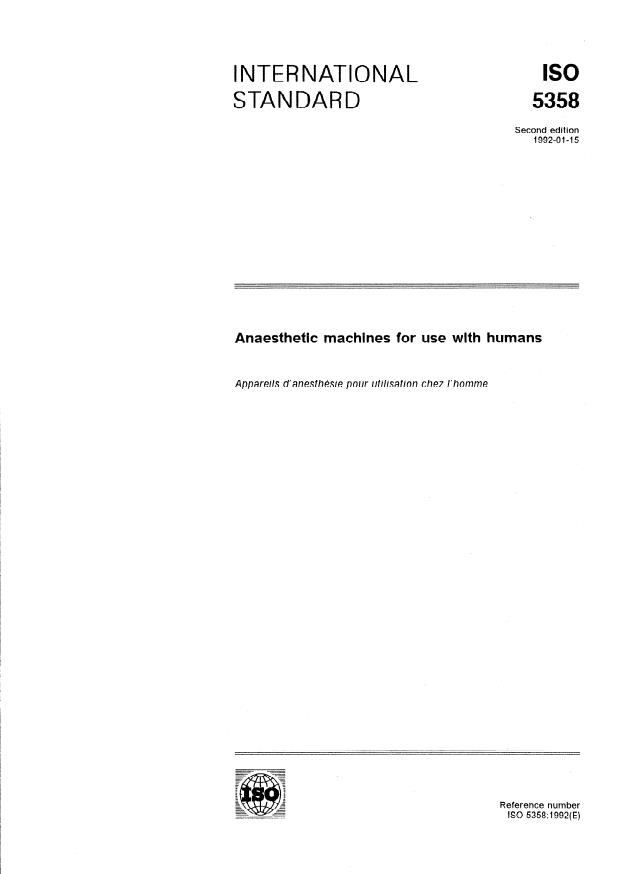 ISO 5358:1992 - Anaesthetic machines for use with humans