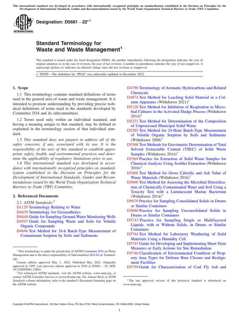 ASTM D5681-22e1 - Standard Terminology for  Waste and Waste Management