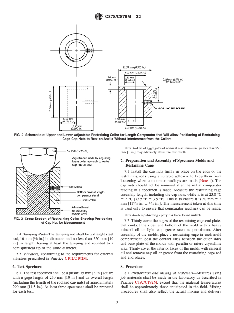 ASTM C878/C878M-22 - Standard Test Method for  Restrained Expansion of Shrinkage-Compensating Concrete