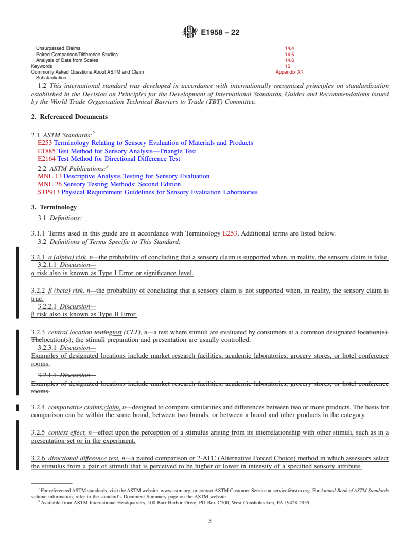 REDLINE ASTM E1958-22 - Standard Guide for Sensory Claim Substantiation