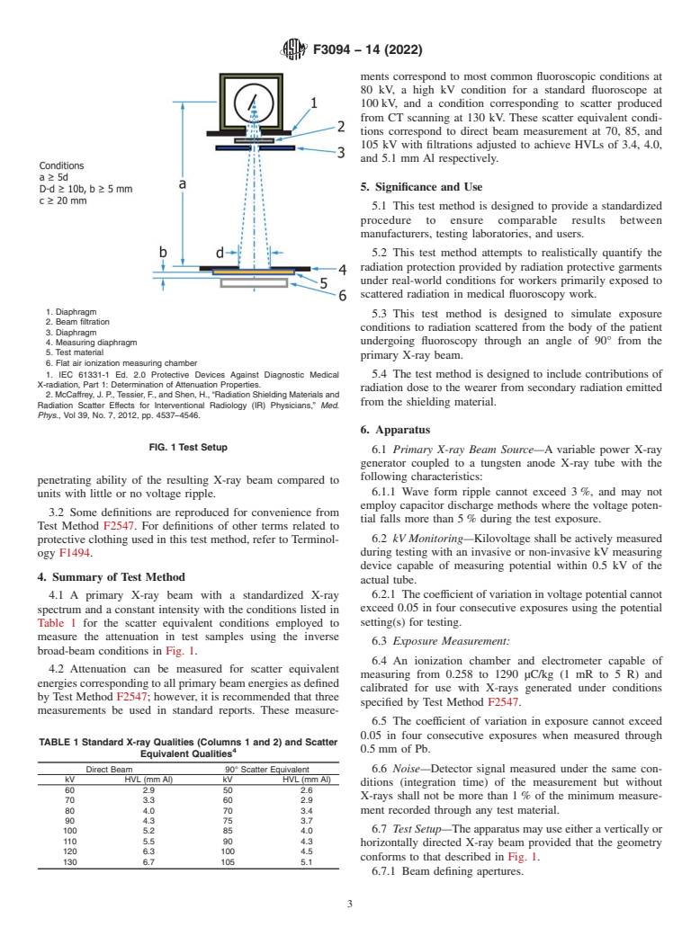 ASTM F3094-14(2022) - Standard Test Method for Determining Protection Provided By X-ray Shielding Garments  Used in Medical X-ray Fluoroscopy from Sources of Scattered X-Rays