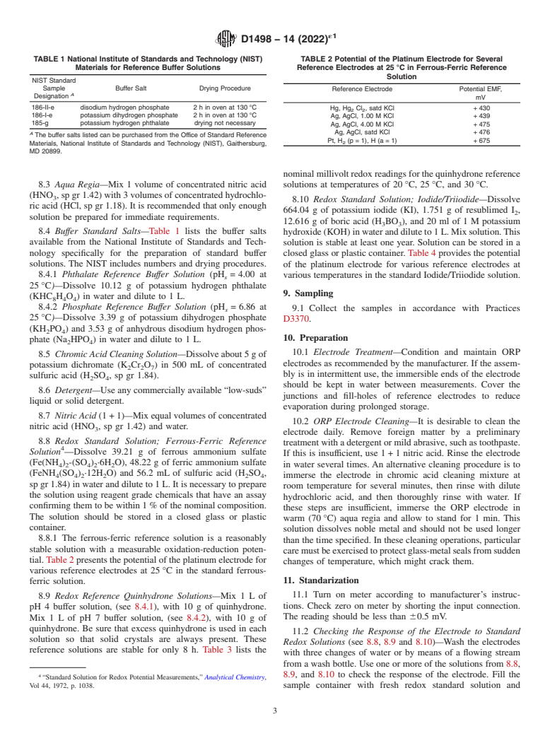 ASTM D1498-14(2022)e1 - Standard Test Method for  Oxidation-Reduction Potential of Water