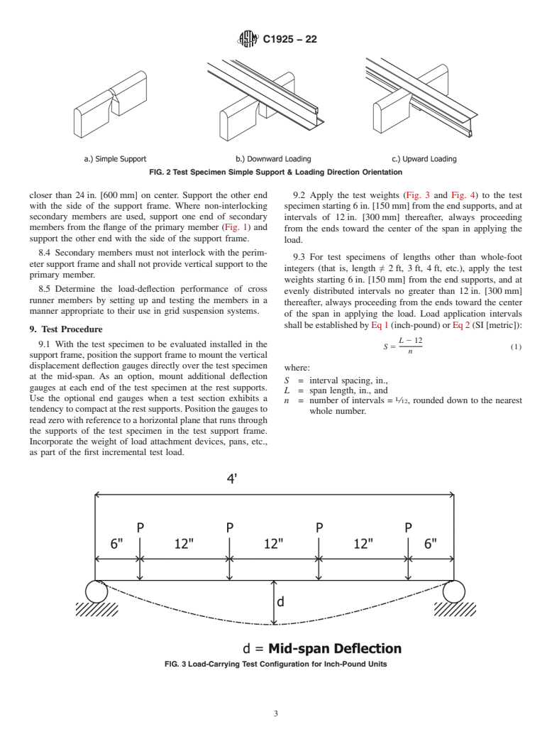 ASTM C1925-22 - Standard Test Method for Strength Properties of Direct Hung, Suspended T-bar Type Ceiling  System Components Intended to Receive Gypsum Panel Products