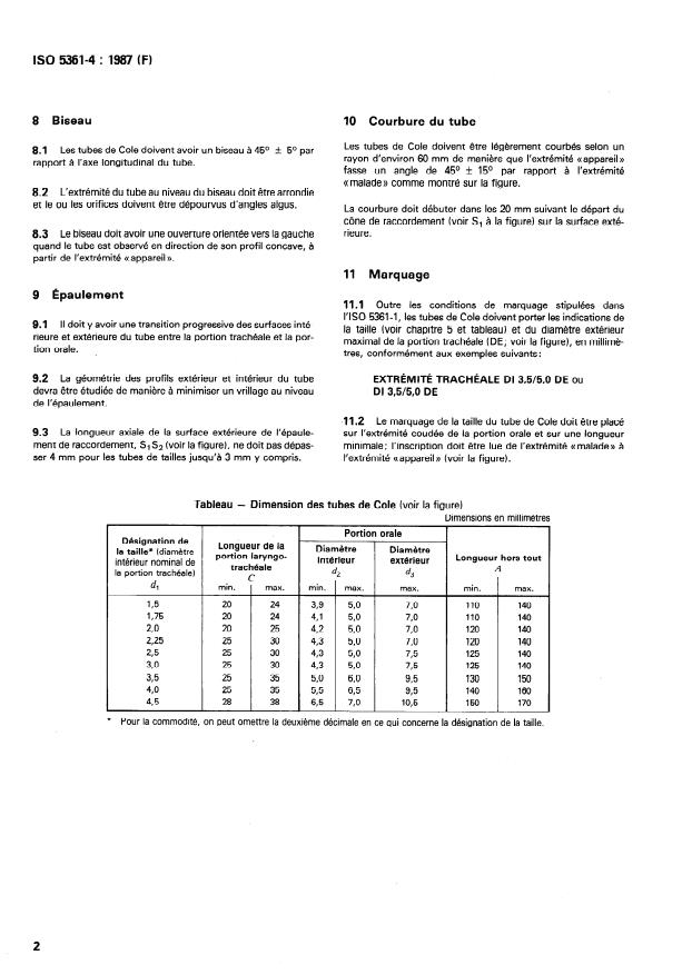 ISO 5361-4:1987 ISO 5361-4:1987 - Tubes trachéaux - Page 4 preview