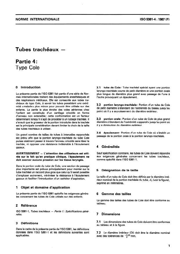 ISO 5361-4:1987 - Tubes trachéaux