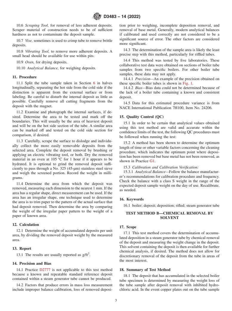 ASTM D3483-14(2022) - Standard Test Methods for Accumulated Deposition in a Steam Generator Tube