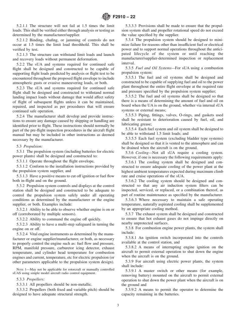 ASTM F2910-22 - Standard Specification for Design and Construction of a Small Unmanned Aircraft System  (sUAS)