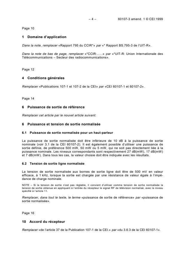 IEC 60107-3:1988/AMD1:1999 IEC 60107-3:1988/AMD1:1999 - Amendment 1 - Recommended methods of measurement on receivers for television broadcast transmissions. Part 3: Electrical measurements on multichannel sound television receivers using subcarrier systems - Page 4 preview