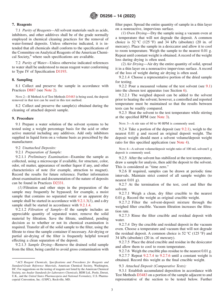 ASTM D5256-14(2022) - Standard Test Method for  Relative Efficacy of Dynamic Solvent Systems for Dissolving  Water-Formed   Deposits